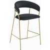 Barová stolička BADIA zamatová čierna (zlaté nohy)