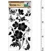 Anděl samolepiaca dekorácia 1042 čierny kvet s motýľmi 69x30cm