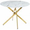 Okrúhly jedálenský stôl 100 cm – Biely mramor / Zlaté nohy