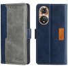 Peňaženkové kožené puzdro Contrast na Honor 50 - Modrá a Šedá