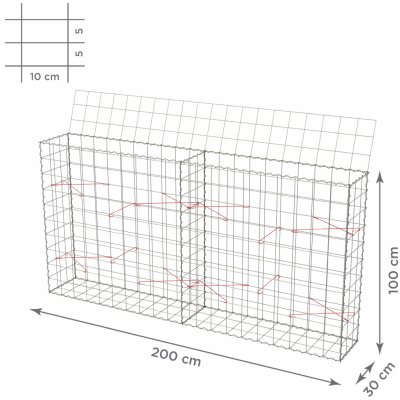 TopStone Gabiónový kôš s vekom: 200 x 30 x 100 cm - oko siete 10x10cm