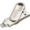 Apacer USB flash disk OTG, USB 3.0, 64GB, AH790, strieborný, AP64GAH790S-1, USB A / Lightning, s otočnou krytkou