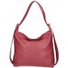 Mondo Italia Kožená kabelka na rameno 579 tmavočervená Made in Italy Červená