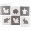 Ricokids Velká pěnová podložka puzzle bílá a šedá zvířátka 6 ks
