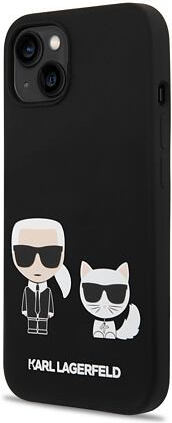 Púzdro Karl Lagerfeld MagSafe Kompatibilní Liquid Silicone Karl and Choupette pro iPhone 14 Plus čierne