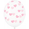 Balón transparentrný ružové srdiečka 1ks 30cm-ihneď