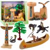 LEAN Toys Sada figúrok z indiánskej dediny Indiánsky kanoe Totem