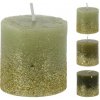 Sviečka valec 5x5 cm, farba olivová so zlatými trblietkami mix /1ks