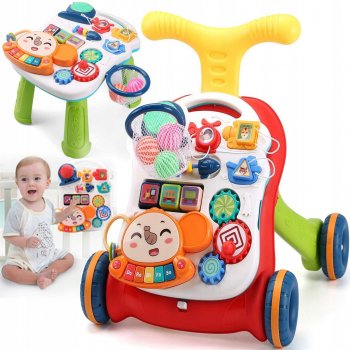 Majlo Toys interaktívne s hracím stolčekom Music Stroller 2v1 červené