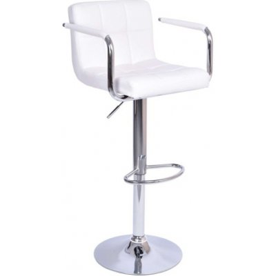 Kondela Barová stolička, biela ekokoža/chróm, LEORA 2 NEW 0000233885