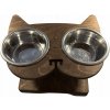 Misky na stojane pre psa z dreva, nastaviteľné EKO PES HNEDÉ