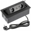 Dvojitá zásuvka zapustená do dosky stola GTV čierna s USB A + C
