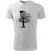 Disc golf pozor strom - Pánske tričko Fantasy športové - L ( Biela )