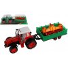 Teddies Traktor s vlekom s kombajnovým valcom plast 46cm na zotrvačník 2 farby
