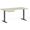 Ergonomický výškovo nastaviteľný stôl, 160x120 cm, 1 motor, L/P, čierna podnož, dub prírodný