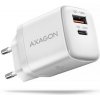 AXAGON ACU-PQ20W nabíjačka do siete 20W, 2x port (USB-A + USB-C), PD3.0/PPS/QC4+/AFC/Apple, biela
