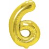 Party Fóliový balón číslo 6 zlatý 100cm