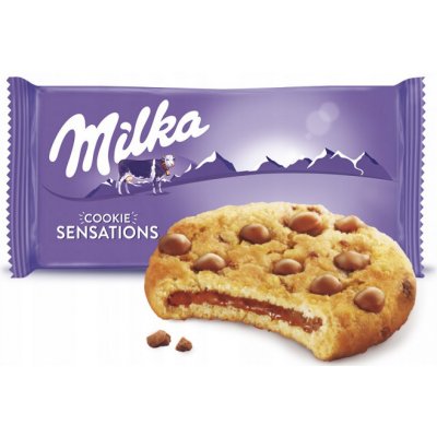 Milka Cookies Sensations sušienky s kúskami mliečnej čokolády z alpského mlieka 52 g