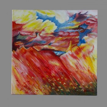 Farebná krajina - Mgr.Gabriela Žolnová,,originálny,ručne maľovaný obraz M (do veľkosti 65x65cm) Viac farieb