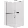 CERANO - Sprchová zástena Walk-in Onyx Round Ľ/P - 8 mm - guľatá vzpera + polička/držiak na uteráky - čierna matná, transparentné sklo - 30x200 cm
