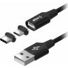 Dátový kábel AlzaPower MagCore 2in1 USB-C + Micro USB, 3A, 2m čierny (APW-CBMG30020B)