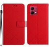 Peňaženkové kožené puzdro Rhombic Grid na Motorola Edge 40 Neo - Červená