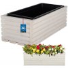 Kvetináč záhradný drevený box na terasu s vložkou biely 44x20 cm