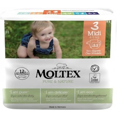 MOLTEX Plenky Pure & Nature Midi 4-9 kg 33 ks