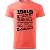 1981 v kocke - Klasické pánske tričko vyššej gramáže - XS ( Korálová )