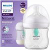 Avent Natural Response priehľadná fľaša s cumlíkom s ventilom AirFree 125 ml