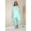 Fashionweek Elegantná súprava košele a nohavice zo vzdušného materiálu K1025 Farba: mentolová, Veľkosť: Universal