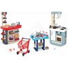 Set kuchynka a obchod Supermarket Bon Appetit Kitchen Smoby elektronická so zvukmi a opatrovateľský kútik pre plyšovú mačičku