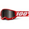 Okuliare 100% Accuri 2 Sand (červená, dymové plexi s čapmi pre strhávačky)