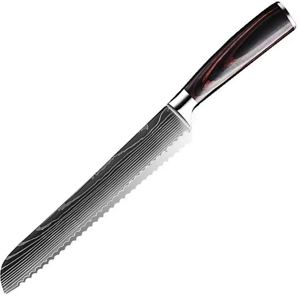 IZMAEL Kuchynský nôž Blade Bread/Čierna/Hnedá 20 cm