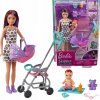 Barbie Bábika Skipper ako opatrovateľka detí s kočíkom a príslušenstvom + bábätko GXT34