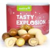 NUTIVA Pražené mandle v bielej a mliečnej čokoláde s mletou kávou - Tubus 250g