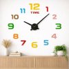 Nalepovacie nástenné hodiny DIY farebné s 12 číslicami 80–90 cm (Moderné nalepovacie hodiny na stenu s plným číselným rozložením a jednoduchou montážou)