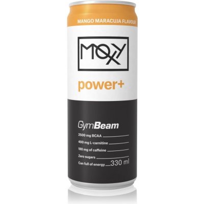 GymBeam Moxy Power+ hotový nápoj s aminokyselinami bez pridaného cukru príchuť Mango Maracuja 330 ml