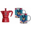 Bialetti - Sada Joyful Christmas, kávovar Moka Express 6tz, červený + 2 šálky o objemu 300 ml