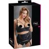 Cottelli Plus Size - pásikový, krúžkový zdvihák na prsia (čierny) - 95E