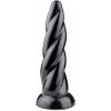 AnimHole Unicorn Twist, čierne vinylové dildo – roh jednorožca 21,5 x 3,5–6 cm