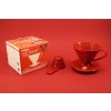 Hario Dripper V60-01R plastový, červený na 2 šálky (Plastový dripper Hario VD-01R)