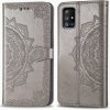 Peňaženkové kožené puzdro MANDALA na Samsung Galaxy A71 5G - Šedá