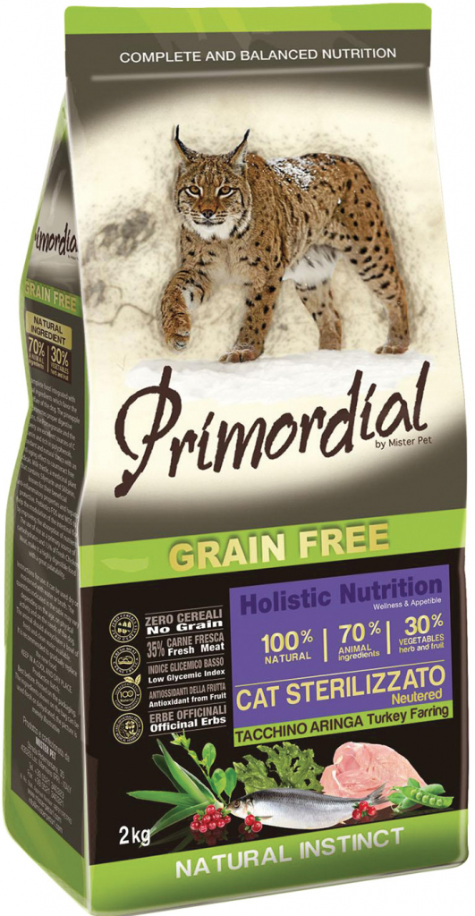 Primordial Grain Free Cat Sterilizzato Turkey&Herring 2 kg