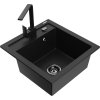 Mexen Vito, 1-komorový granitový drez 520x490x210 mm, čierna batéria Rita, čierna, 6503-77-670300-70-B
