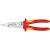 KNIPEX Multifunkčné elektroinštalatérske kliešte KNIPEX, pružina, izolované rukoväte 2f návlek 1000 V VDE