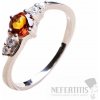 Nefertitis Prsteň strieborný s Madeira citrínom a zirkónmi Ag 925 011580 MCT - 62 mm (US 10), 1,8 g
