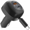 Autonabíjačka FORCELL F-ENERGY Alu s výsuvným káblom typu C a typu C + USB A zásuvky PD QC4.0 SFC2.0 3A 75W čierna