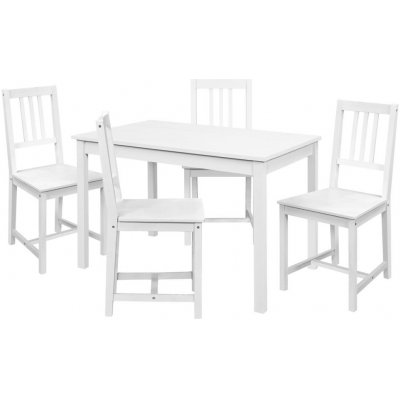 IDEA nábytok Jedálenský stôl 8848B biely lak + 4 stoličky 869B biely lak