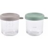 Beaba Tégliky na jedlo sklenené 2x 250 ml Green Grey